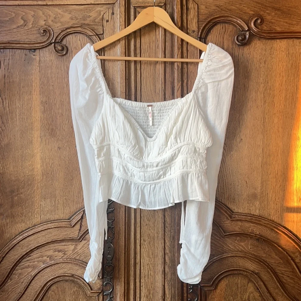 NEW Free People Chloe Smocked Cotton Top